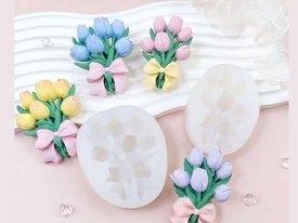 Molde silicona ramo tulipanes con moño